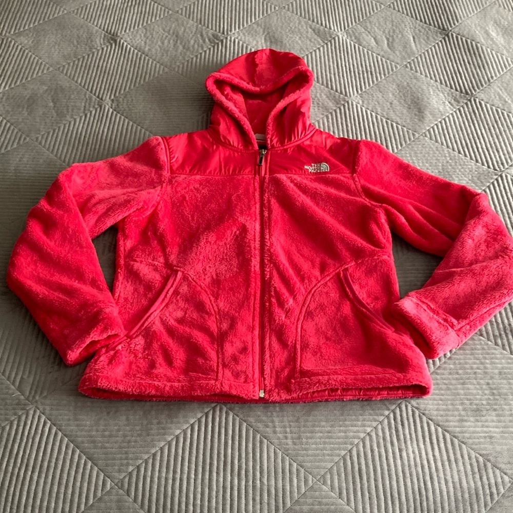 The North Face Women's Passion Pink Teddy full zip Hooded jacket Size M EUC